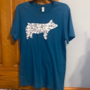 Sparkly Boutique Blue Show Pig TShirt with Floral